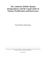The Authority Deficit: Razian Jurisprudence and the Legal Limits of Nuclear Proliferation and Deterrence