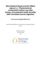 New Zealand blackcurrants (Ribes nigrum L.): Phytochemical composition before and after drying, and potential health benefits after simulated human digestion