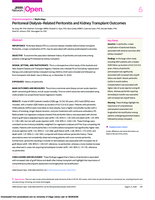 Peritoneal Dialysis-Related Peritonitis and Kidney Transplant Outcomes