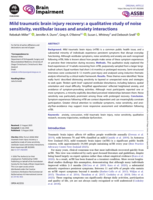 Mild traumatic brain injury recovery: a qualitative study of noise sensitivity, vestibular issues and anxiety interactions