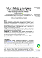 Role of religiosity in shaping pro-environmental behavior during travel: a systematic review