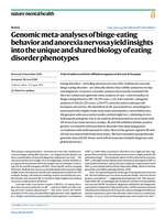 Genomic meta-analyses of binge-eating behavior and anorexia nervosa yield insights into the unique and shared biology of eating disorder phenotypes