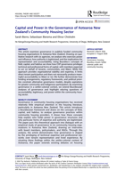 Capital and Power in the Governance of Aotearoa New Zealand’s Community Housing Sector