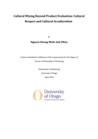Cultural Mixing Beyond Product Evaluation: Cultural Respect and Cultural Acculturation