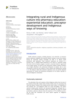 Integrating rural and Indigenous culture into pharmacy education: experiential education, preceptor development and Indigenous ways of knowing