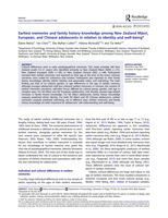 Earliest memories and family history knowledge among New Zealand Māori, European, and Chinese adolescents in relation to identity and well-being