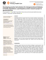 Developing practice-led solutions for intergenerational diabetes in Pacific populations: a participatory action research project in general practice