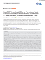 StrataXRT Versus Mepitel Film for Prevention of Acute Radiation Dermatitis in Postmastectomy Radiotherapy: A Pooled Analysis of Intra-Patient Randomised Trials