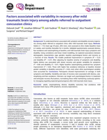 Factors associated with variability in recovery after mild traumatic brain injury among adults referred to outpatient concussion clinics