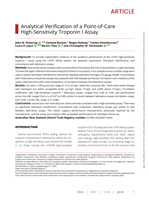 Analytical Verification of a Point-of-Care High-Sensitivity Troponin I Assay