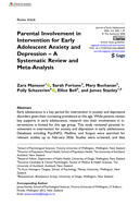 Parental Involvement in Intervention for Early Adolescent Anxiety and Depression – A Systematic Review and Meta-Analysis
