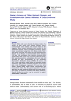 Dietary Intakes of Older Retired Olympic and Commonwealth Games Athletes: A Cross-Sectional Study