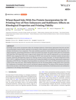 Wheat‐Based Inks With Pea Protein Incorporation for 3D Printing Free of Flow Enhancers and Stabilizers: Effects on Rheological Properties and Printing Fidelity