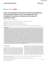 South Asian Women′s Perspectives and Recommendations on Gestational Diabetes Care and Postpartum Type 2 Diabetes Prevention in Aotearoa New Zealand: A Qualitative Study