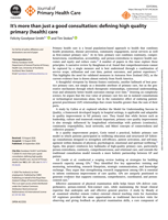 It's more than just a good consultation: defining high quality primary (health) care