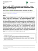 Bombarded? Child's-eye views of smartphone-based game application advertising: objective insights from Aotearoa New Zealand