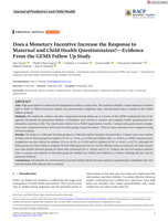 Does a Monetary Incentive Increase the Response to Maternal and Child Health Questionnaires?-Evidence From the GEMS Follow Up Study