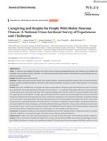 Caregiving and Respite for People With Motor Neurone Disease: A National Cross-Sectional Survey of Experiences and Challenges