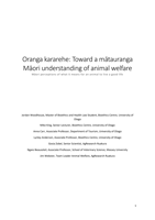Oranga kararehe: Toward a mātauranga Māori understanding of animal welfare