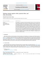 Relations among cognitive effort, physical effort, and delay discounting