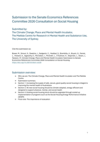 Climate Change, Place and Mental Health Incubator Submission to the Senate Economics References Committee 2026 Consultation on Social Housing