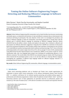 Taming the Online Software Engineering Tongue: Detecting and Reducing Offensive Language in Software Communities