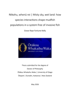 Rēkohu, whenū rei | Misty sky, wet land: how species interactions shape mudfish populations in a system free of invasive fish
