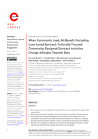 When Community Lead, All Benefit (Including Less-Loved Species): Culturally Focused Community-Designed Outreach Activities Change Attitudes Towards Bats