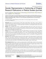 Gender Representation in Authorship of Original Research Publications in Medical Student Journals
