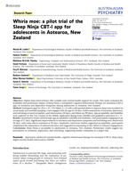 Whīria moe: a pilot trial of the Sleep Ninja CBT-I app for adolescents in Aotearoa, New Zealand