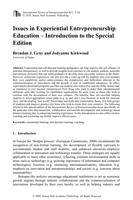 Issues in experiential entrepreneurship education - Introduction to the special edition