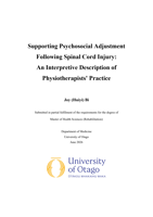 Supporting Psychosocial Adjustment Following Spinal Cord Injury: An Interpretive Description of Physiotherapists' Practice