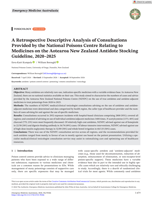 A Retrospective Descriptive Analysis of Consultations Provided by the National Poisons Centre Relating to Medicines on the Aotearoa New Zealand Antidote Stocking Guideline, 2020–2025